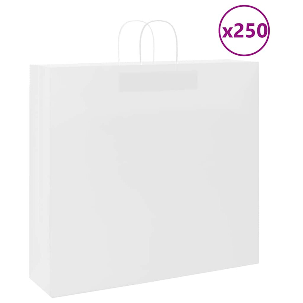 Vidaxl (, 54 X 15 X 49 Cm) Paper Bags 250 Pcs With Handles 21X11x36 Cm Paper Grocery Bag White/Brown
