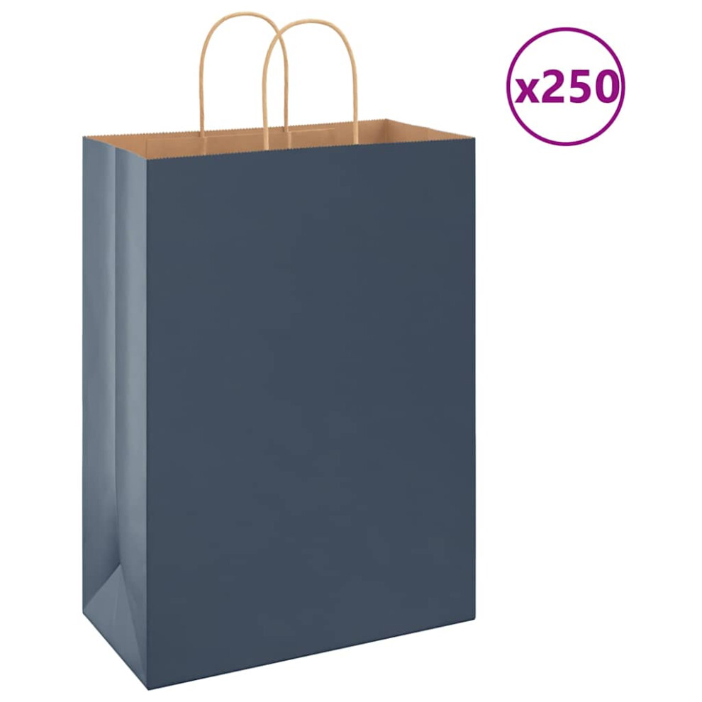 (blue, 32 X 17 X 44 cm) vidaXL Paper Bags 250 Pcs With Handles Brown 21x11x36 Cm Paper Grocery Bag