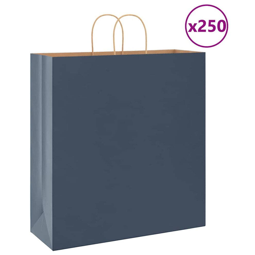 Vidaxl (, 45 X 17 X 48 Cm) Paper Bags 250 Pcs With Handles 21X11x36 Cm Paper Grocery Bag Blue/Brown