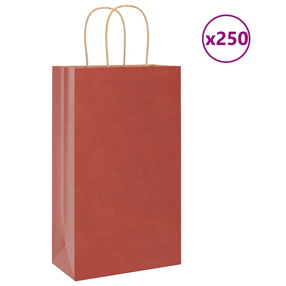 (red, 21 x 11 x 36 cm) vidaXL Paper Bags 250 pcs with Handles Brown 21x11x36 cm Paper Grocery Bag