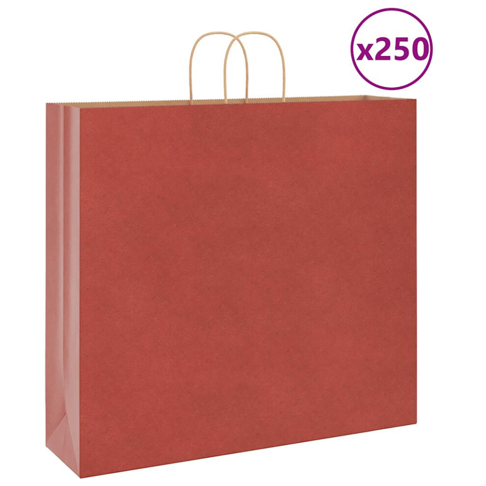 (red, 54 X 15 X 49 cm) vidaXL Paper Bags 250 Pcs With Handles Brown 21x11x36 Cm Paper Grocery Bag