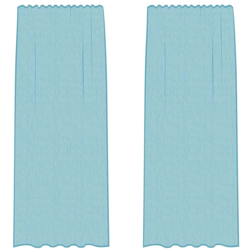 Vidaxl Voile Curtains With Loops 2 Pcs Turquoise 140X245 Cm Net Curtain