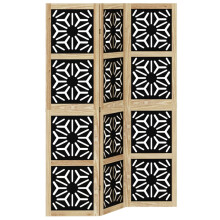 vidaXL Room Divider 3 Panels Privacy Screen Brown &amp; Black Solid Wood Paulownia