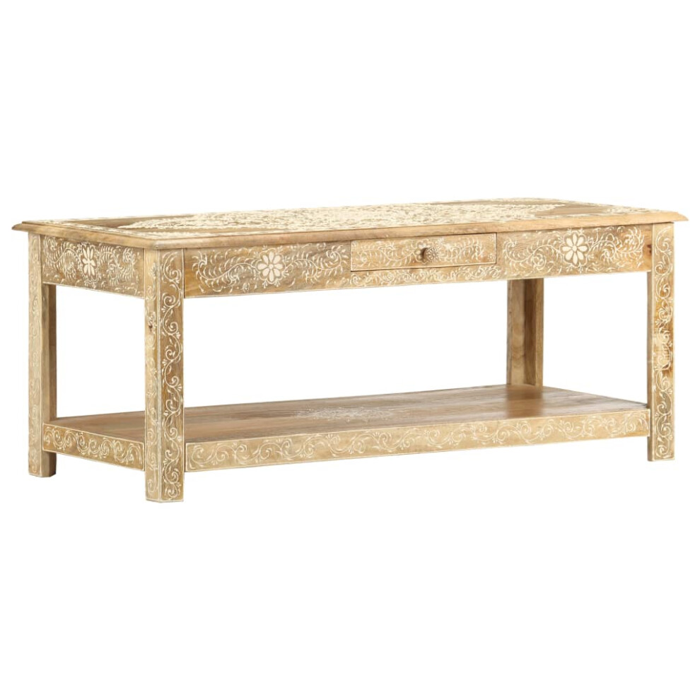 Vidaxl Solid Mango Wood Coffee Table Hand Painted 110Cm Phone Desk Tea Stand