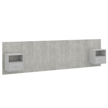 vidaXL Bed Headboard with Cabinets Concrete Grey Engineered Wood Bed Header