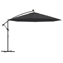 vidaXL Cantilever Garden Parasol with LED Lights Canopy Outdoor Umbrella Black