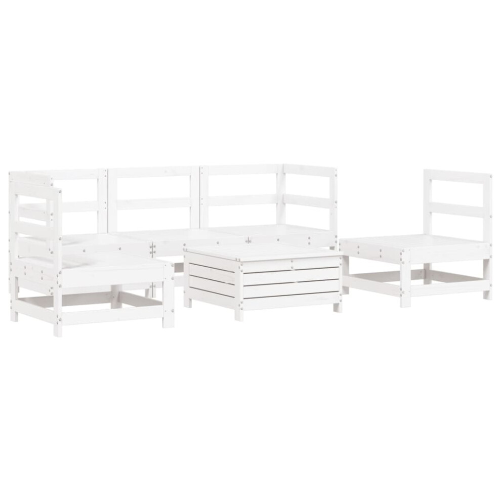 vidaXL Garden Sofa Set 6 Piece Outdoor Sofa Corner Sofa White Solid Wood Pine
