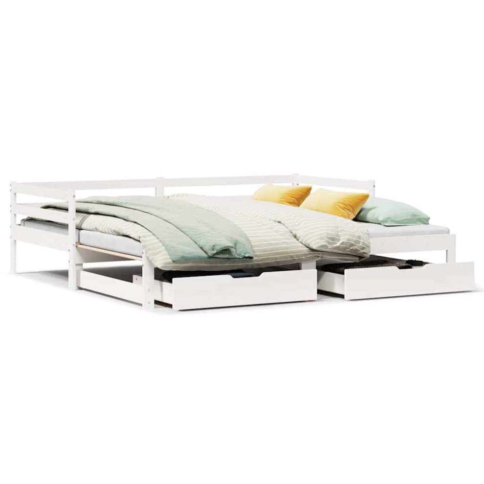 Vidaxl Daybed With Trundle & Drawers Sofa Bed White 80X200 Cm Solid Wood Pine