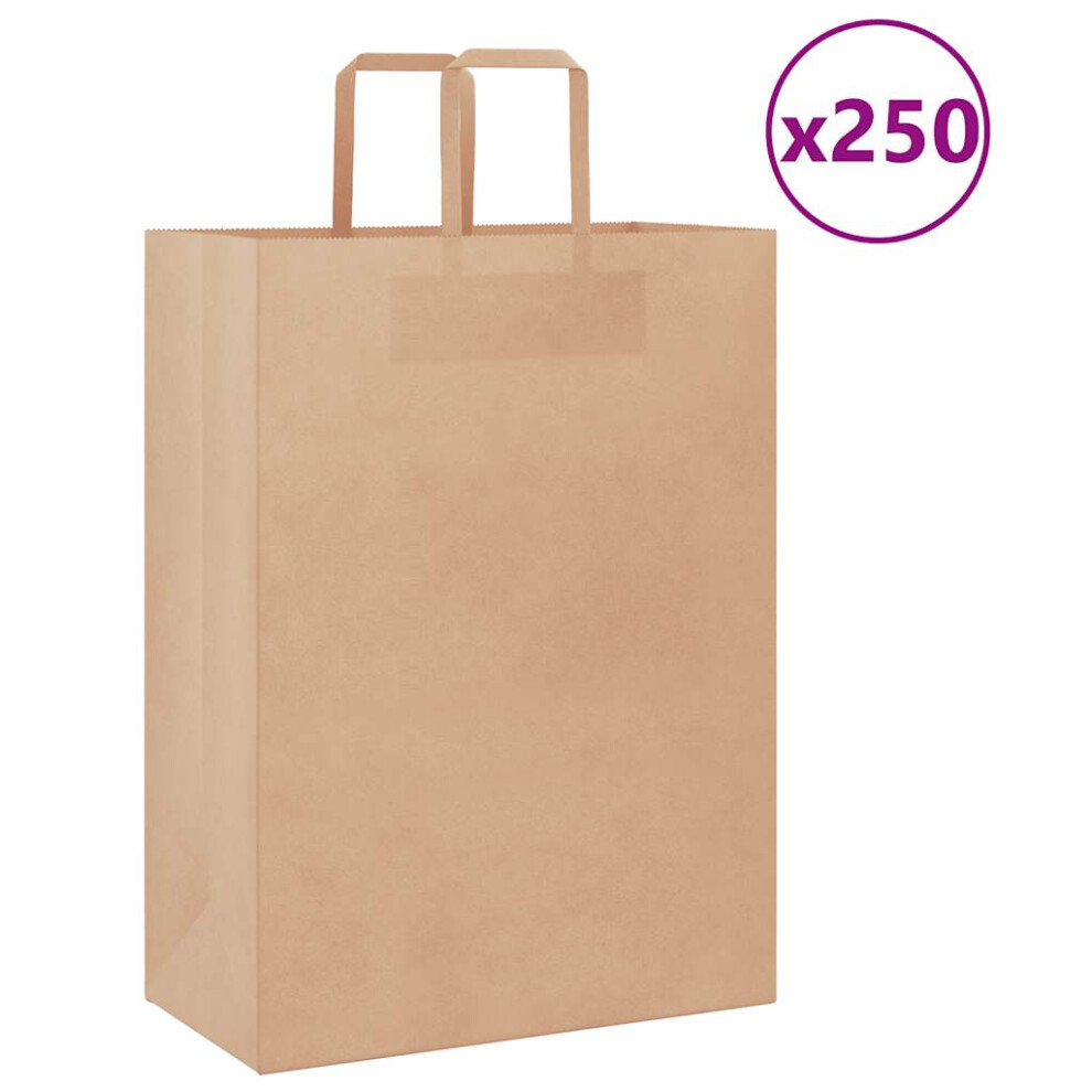 Vidaxl (, 32 X 17 X 44 Cm/ 250 Pcs) Paper Bags 250 Pcs With Handles 21X11x28 Cm Paper Grocery Bag Brown/White