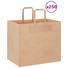 (brown, 32 x 22 x 28 cm/ 250 pcs) vidaXL Paper Bags 250 pcs with Handles White 21x11x28 cm Paper Grocery Bag
