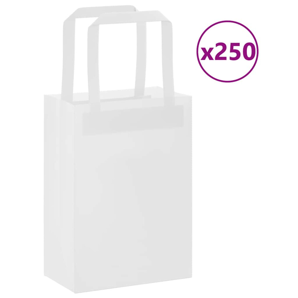 (white, 15 X 8 X 21 cm/ 250 pcs) vidaXL Paper Bags 250 Pcs With Handles White 21x11x28 Cm Paper Grocery Bag