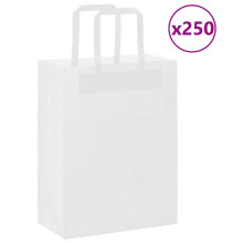 (white, 21 x 11 x 28 cm/ 250 pcs) vidaXL Paper Bags 250 pcs with Handles White 21x11x28 cm Paper Grocery Bag