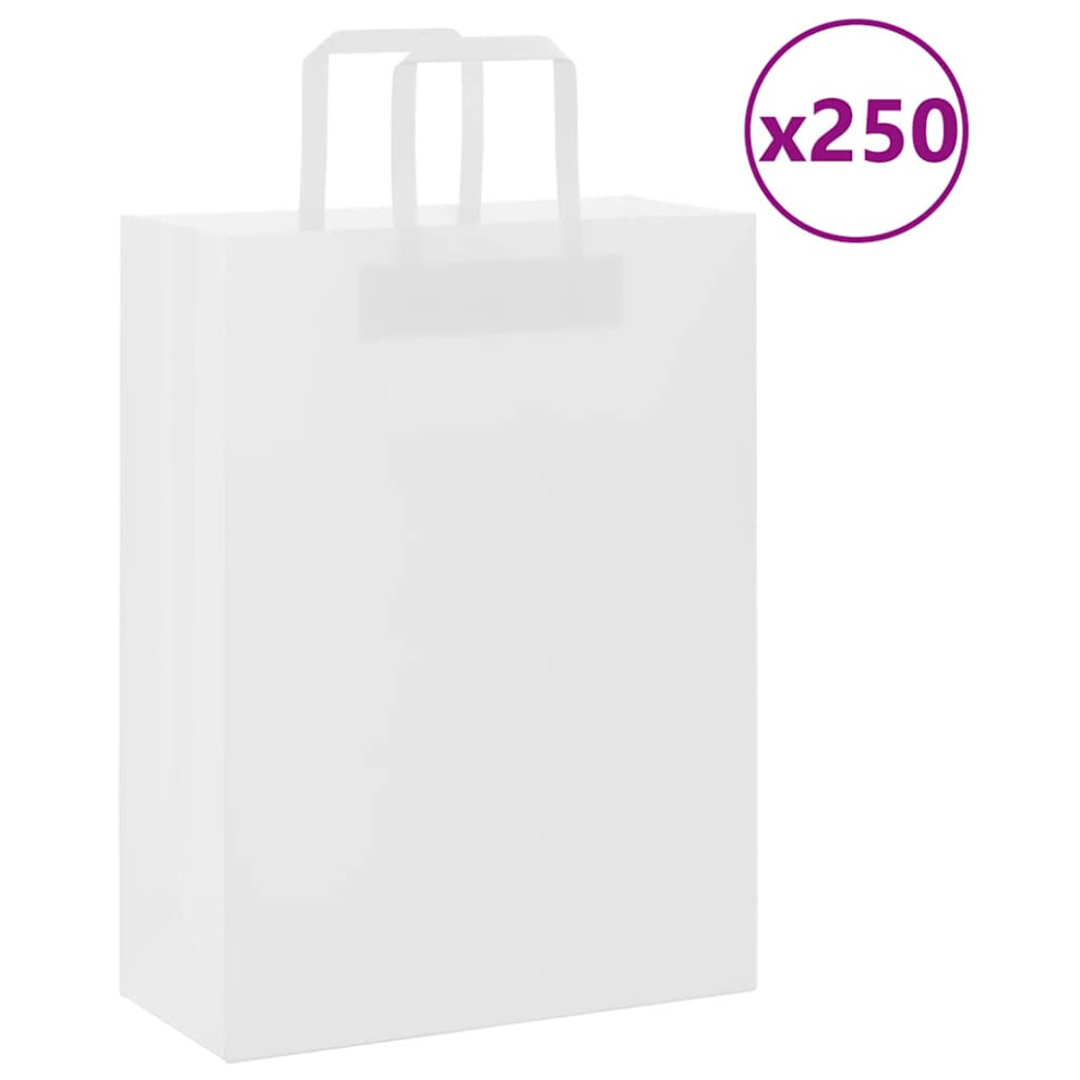 (white, 26 X 12 X 35 cm/ 250 pcs) vidaXL Paper Bags 250 Pcs With Handles White 21x11x28 Cm Paper Grocery Bag