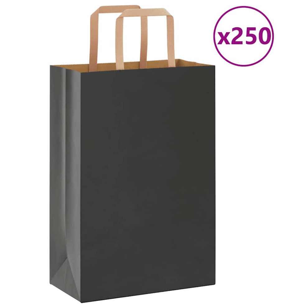 (black, 21 X 11 X 31 cm/ 250 pcs) vidaXL Paper Bags 250 Pcs With Handles White 21x11x28 Cm Paper Grocery Bag