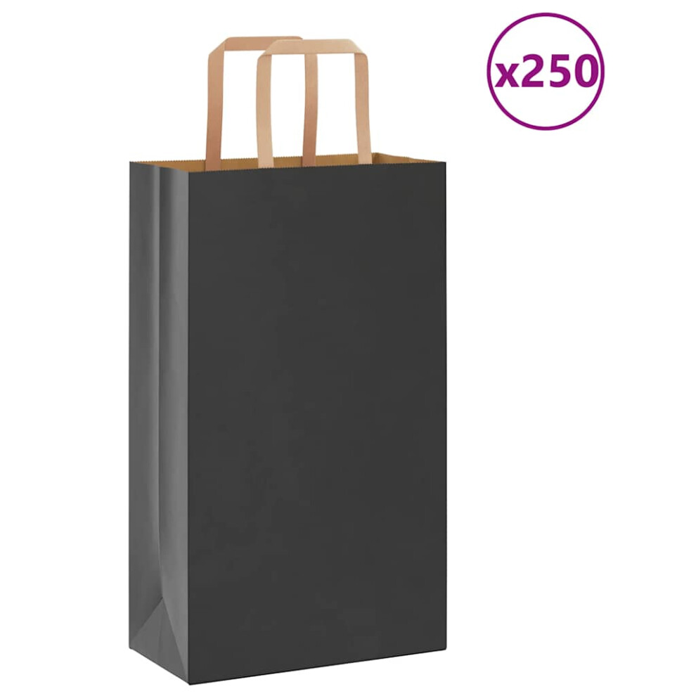 (black, 21 X 11 X 36 cm/ 250 pcs) vidaXL Paper Bags 250 Pcs With Handles White 21x11x28 Cm Paper Grocery Bag