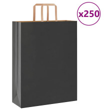 (black, 32 x 12 x 42 cm/ 250 pcs) vidaXL Paper Bags 250 pcs with Handles White 21x11x28 cm Paper Grocery Bag