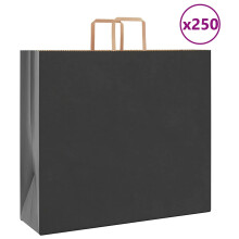 (black, 54 x 15 x 49 cm/ 250 pcs) vidaXL Paper Bags 250 pcs with Handles White 21x11x28 cm Paper Grocery Bag
