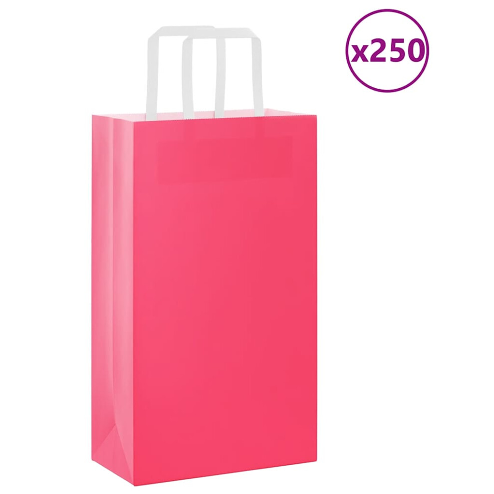 (pink, 21 x 11 x 36 cm/ 250 pcs) vidaXL Paper Bags 250 pcs with Handles White 21x11x28 cm Paper Grocery Bag