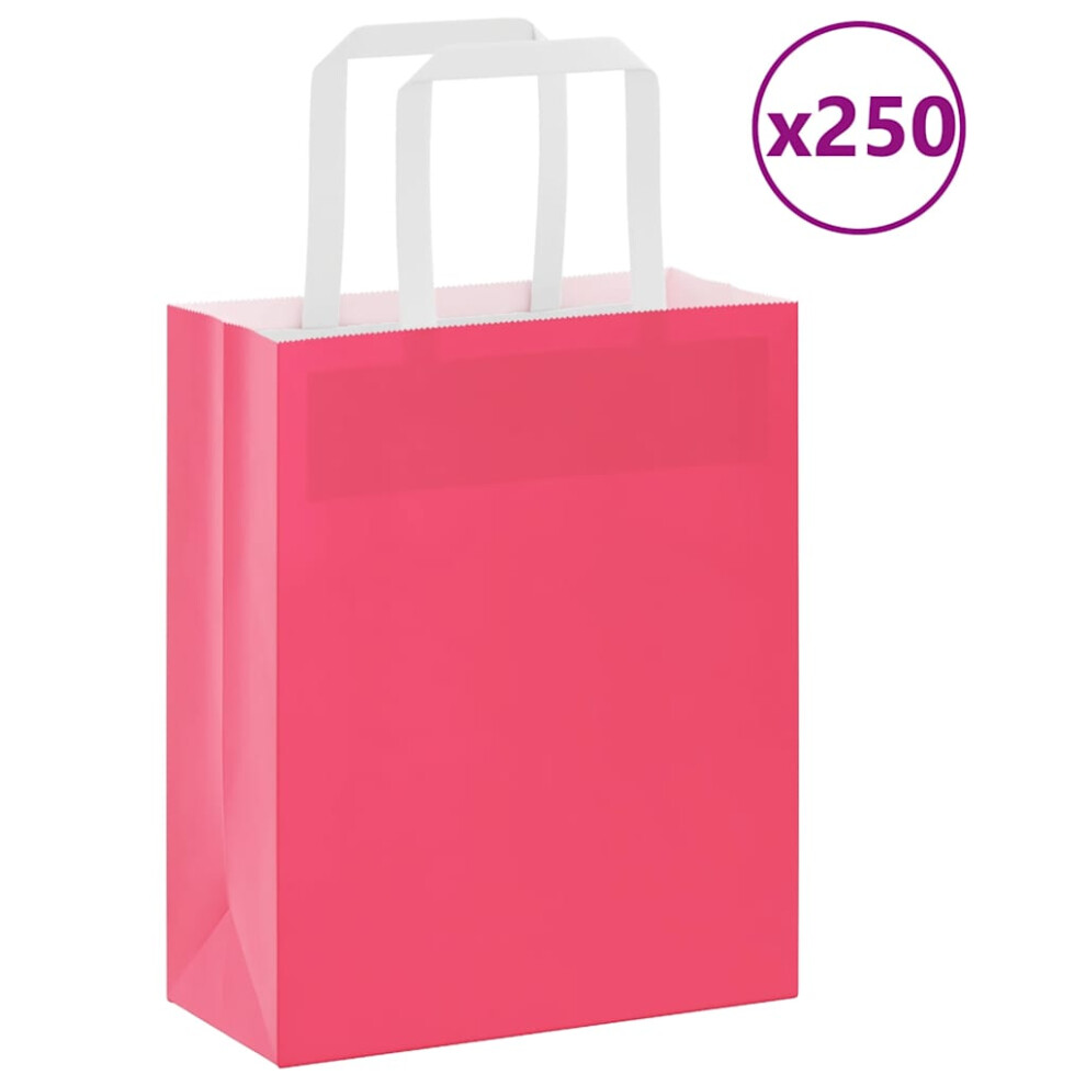 (pink, 18 X 8 X 22 cm/ 250 pcs) vidaXL Paper Bags 250 Pcs With Handles White 21x11x28 Cm Paper Grocery Bag