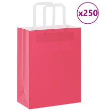 (pink, 21 x 11 x 28 cm/ 250 pcs) vidaXL Paper Bags 250 pcs with Handles White 21x11x28 cm Paper Grocery Bag