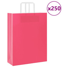 (pink, 32 x 12 x 42 cm/ 250 pcs) vidaXL Paper Bags 250 pcs with Handles White 21x11x28 cm Paper Grocery Bag