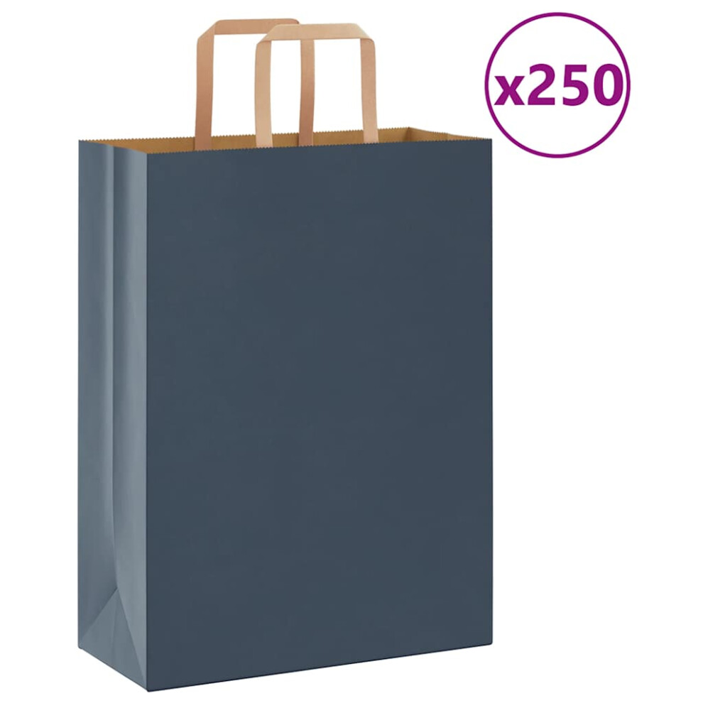 (blue, 26 X 12 X 35 cm/ 250 pcs) vidaXL Paper Bags 250 Pcs With Handles White 21x11x28 Cm Paper Grocery Bag