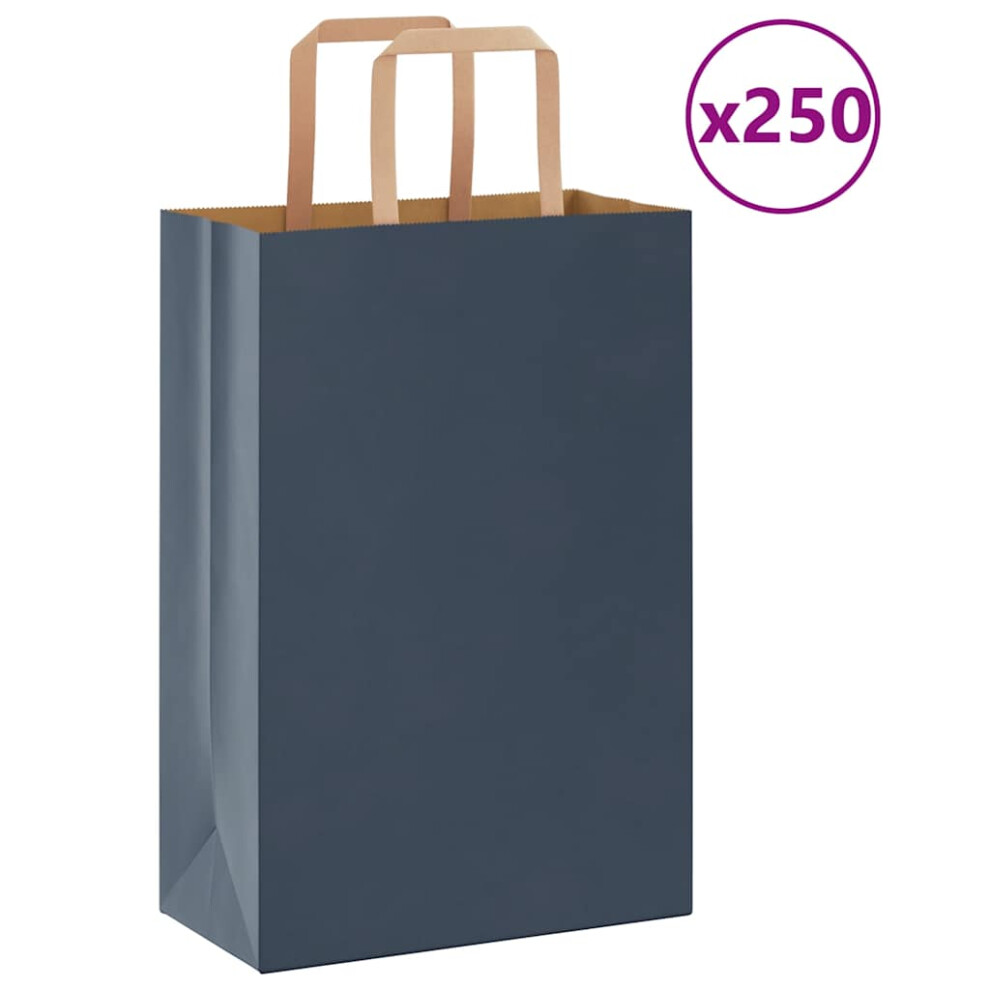 (blue, 21 X 11 X 31 cm/ 250 pcs) vidaXL Paper Bags 250 Pcs With Handles White 21x11x28 Cm Paper Grocery Bag