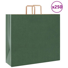 (green, 54 x 15 x 49 cm/ 250 pcs) vidaXL Paper Bags 250 pcs with Handles White 21x11x28 cm Paper Grocery Bag