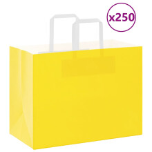 (yellow, 32 x 17 x 25 cm/ 250 pcs) vidaXL Paper Bags 250 pcs with Handles White 21x11x28 cm Paper Grocery Bag