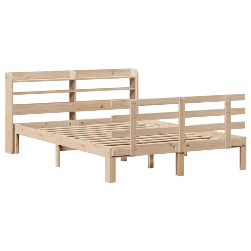 VidaXL vidaXL Bed Frame with Headboard Bed Base 150x200 cm King Size Solid Wood Pine 2