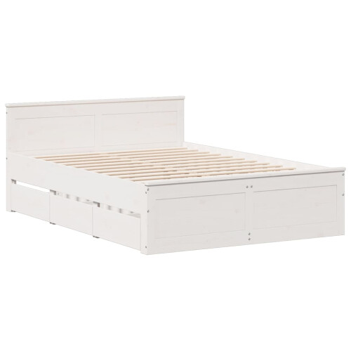 VidaXL vidaXL Bed Frame without Mattress&Headboard White King Size Solid Wood Pine 2