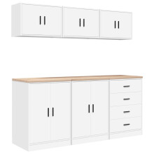 vidaXL Garage Cabinets 6 pcs White Engineered Wood cabinet tool cabinet
