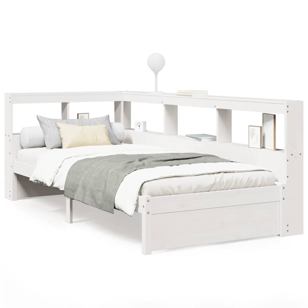 Vidaxl Bookcase Bed Without Mattress 75X190 Cm Solid Wood Pine Bed White