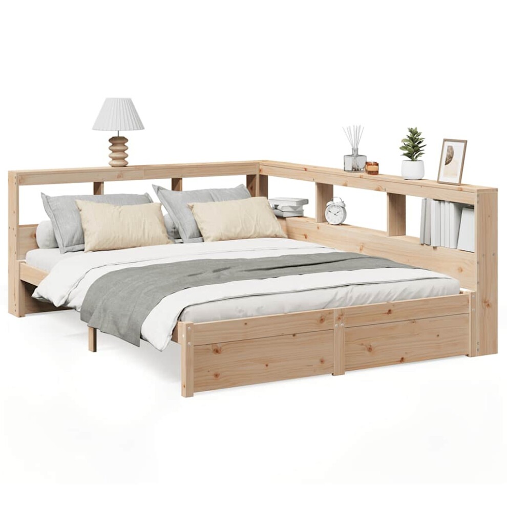 Vidaxl Bookcase Bed Without Mattress 140X190 Cm Solid Wood Pine Bed