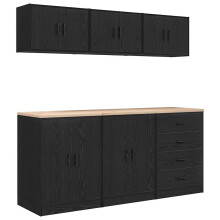 vidaXL Garage Cabinets 6 pcs Black Engineered Wood cabinet tool cabinet