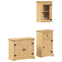 vidaXL 3 Piece Bathroom Furniture Set Corona Solid Wood Pine bathroom cabinet
