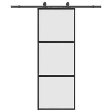 vidaXL Sliding Door with Hardware Set Black 76x205 cm Tempered Glass
