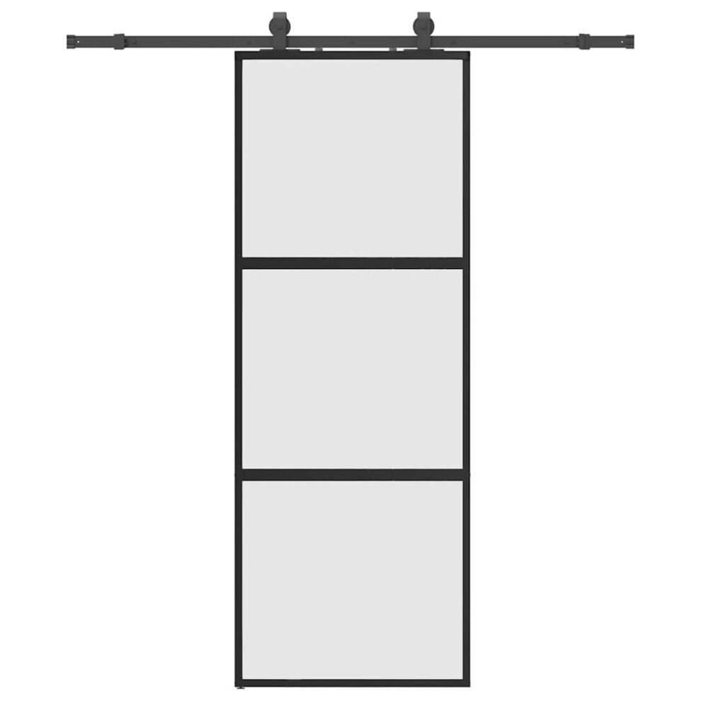 vidaXL Sliding Door with Hardware Set Black 76x205 cm Tempered Glass