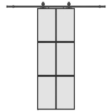 vidaXL Sliding Door with Hardware Set Black 76x205 cm Tempered Glass