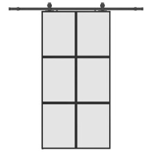 vidaXL Sliding Door with Hardware Set Black 102.5x205 cm Tempered Glass