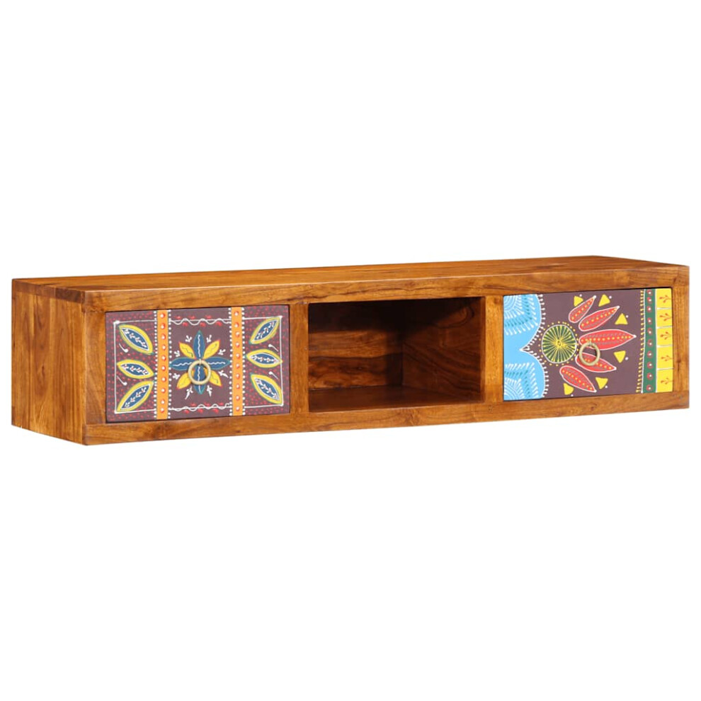 vidaXL Wall-mounted TV Cabinet Multicolour 100x30x22 Solid Wood Acacia