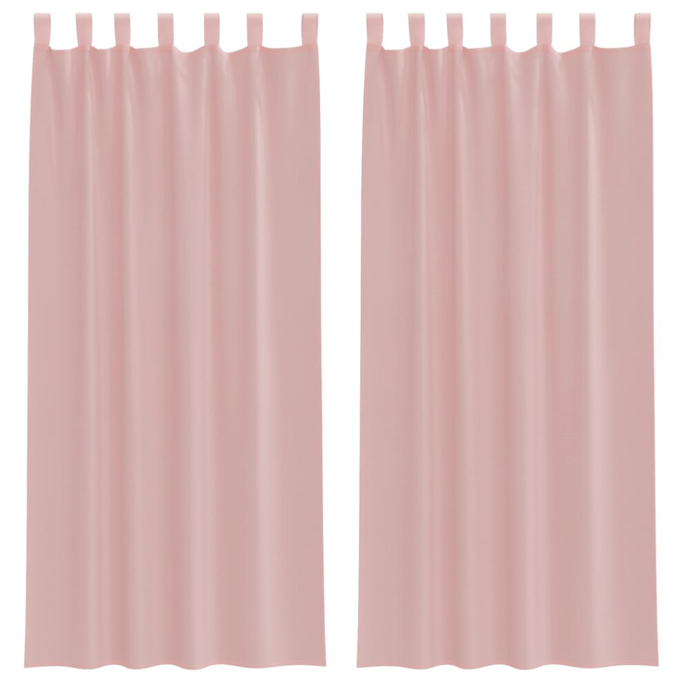 vidaXL Voile Curtains with Rod Pockets 2 pcs Pink net curtain sheer curtain