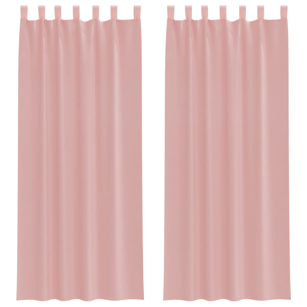 vidaXL Voile Curtains With Rod Pockets 2 Pcs Pink Net Curtain Sheer Curtain