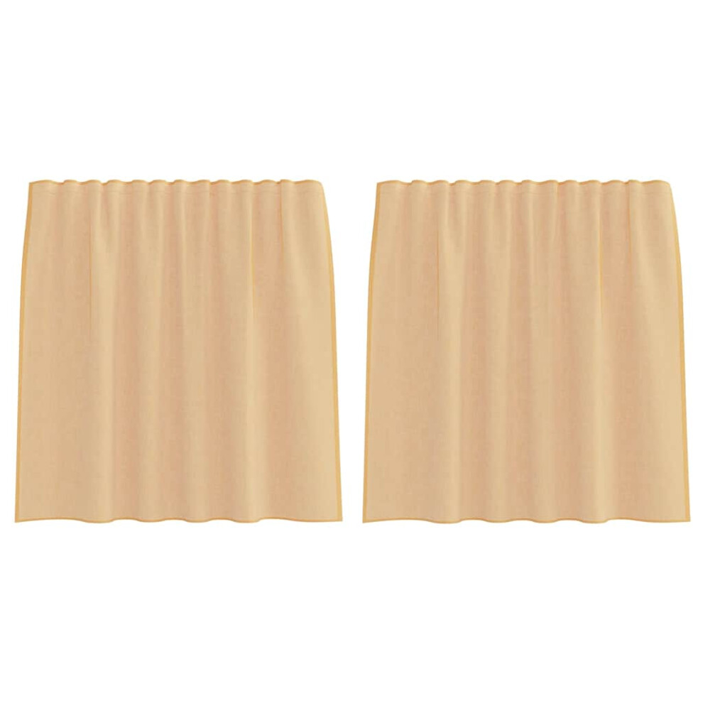 vidaXL Voile Curtains With Loops 2 Pcs Sand 140x140 Cm Net Curtain