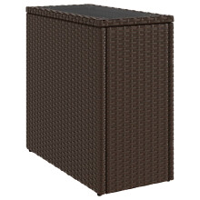vidaXL Garden Side Table with Glass Top Outdoor Dining Table Brown Poly Rattan