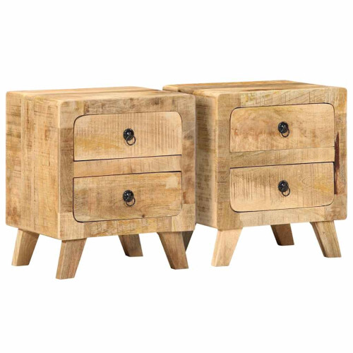 VidaXL vidaXL Bedside Cabinet 2 pcs 40x32x46 cm Solid Wood Rough Mango bedside table