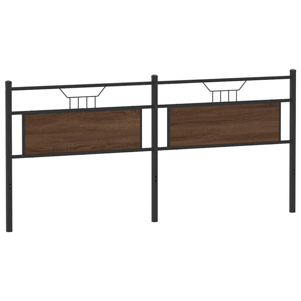 Vidaxl Headboard Brown Oak 193 Cm Engineered Wood And Steel Bed Headboard