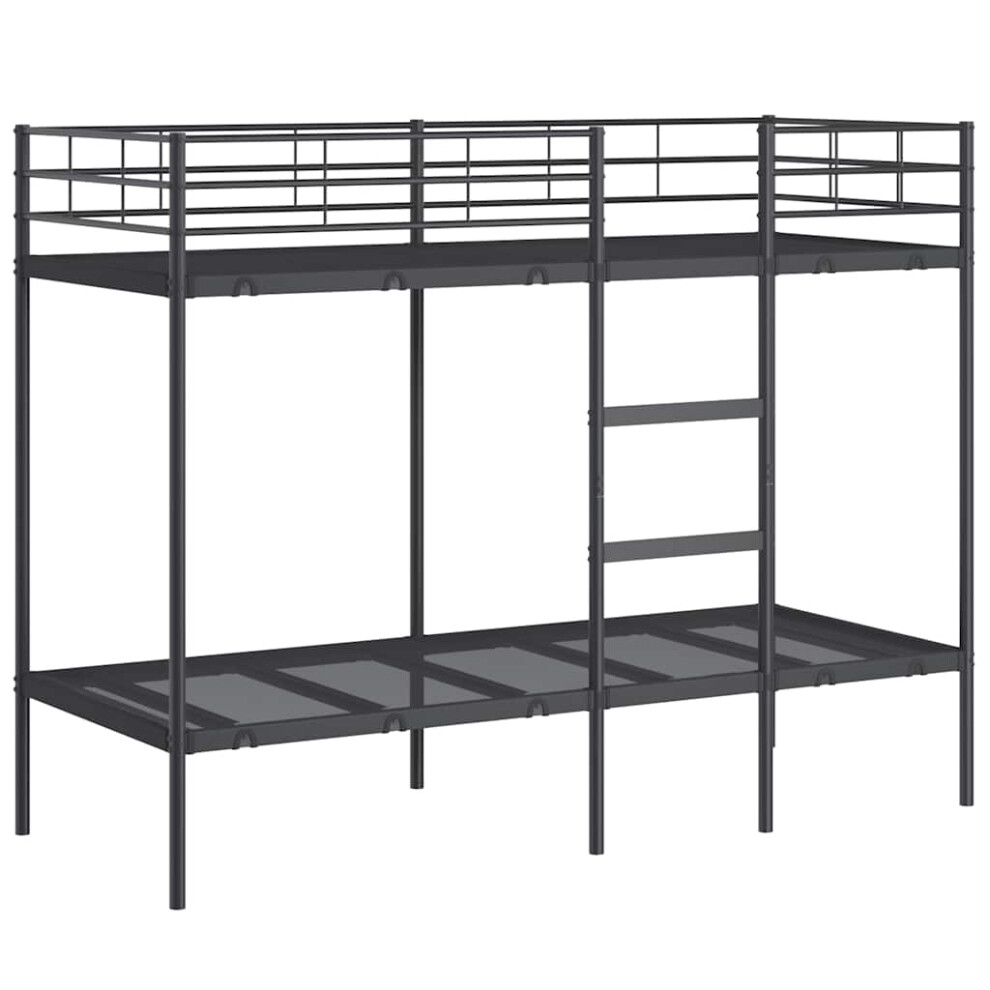 vidaXL Bunk Bed without Mattress Black 75x190 cm Small Single Steel bed frame