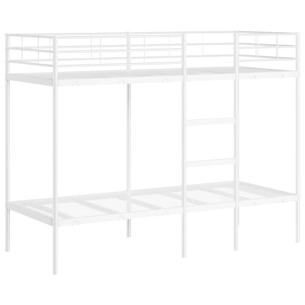 vidaXL Bunk Bed without Mattress White 75x190 cm Small Single Steel bed frame