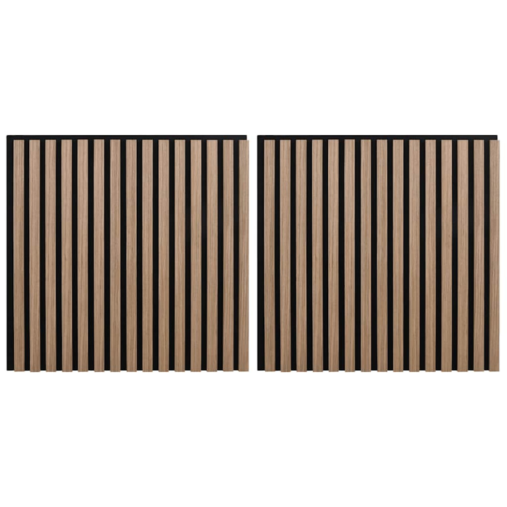 vidaXL Acoustic Wall Panels 2 pcs Slatted 60.5x60 cm Oak Veneer acoustic panel